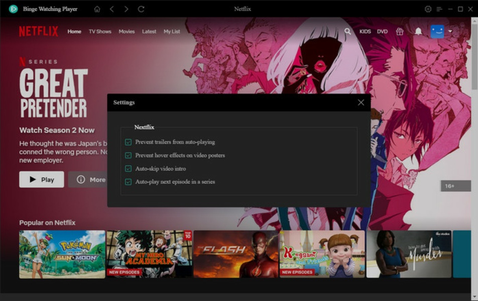 Binge-Watching Player for Netflix para Windows - Baixe