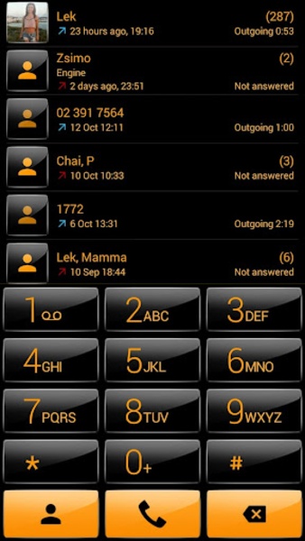 ExDialer Gloss Black Orange theme - Preview 6