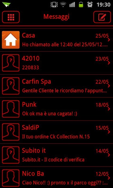 GO SMS iPhoNeon Red - Preview 1