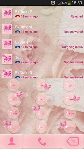 exDialer Pink Bow Theme - Preview 7
