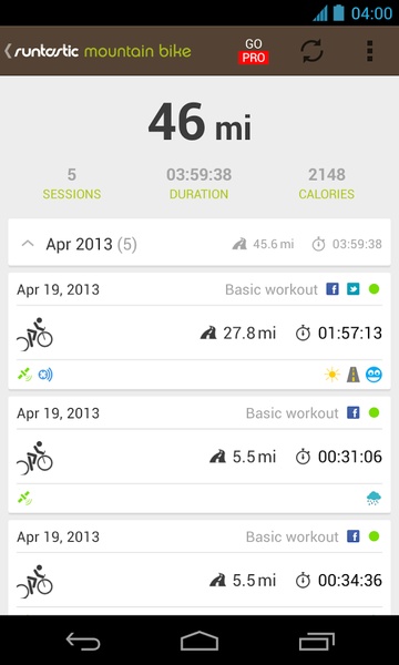 Runtastic mountain 2025 bike android