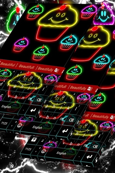 Keyboard Theme Neon Cupcakes - Preview 5