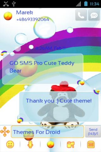 GO SMS Pro Cute Teddy Bear - Preview 2