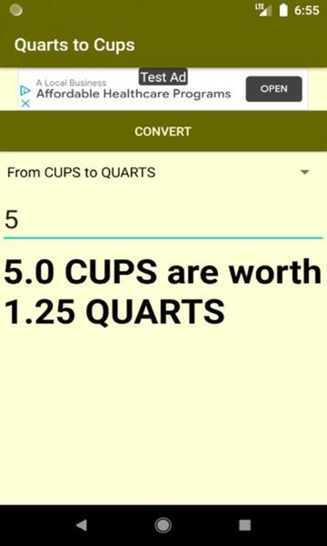 Quarts to Cups converter - Preview 1