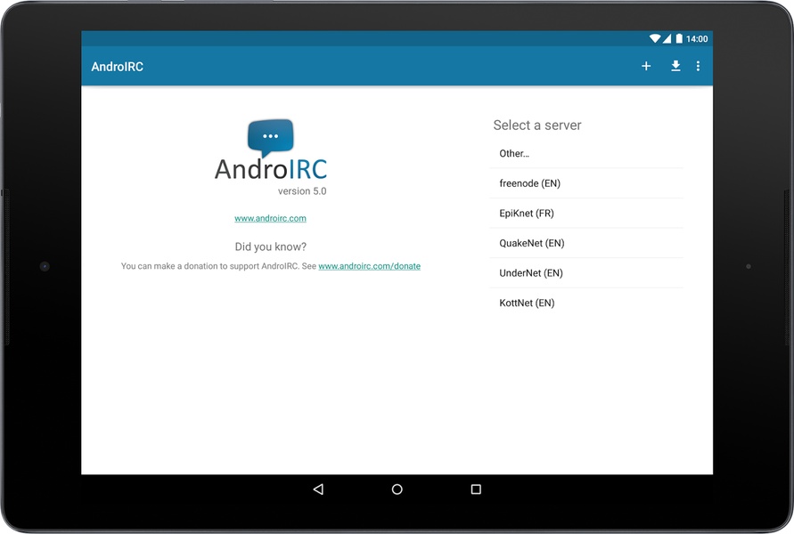 AndroIRC - Preview 11