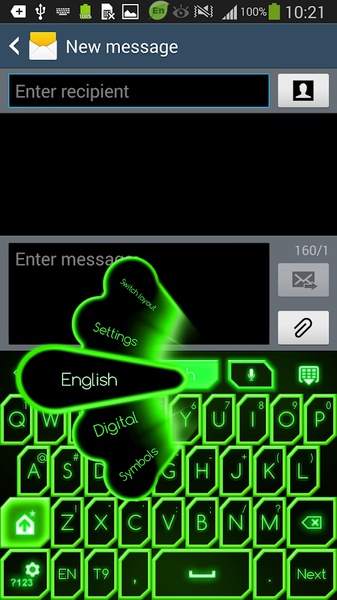 GO Keyboard Green Neon Theme - Preview 4