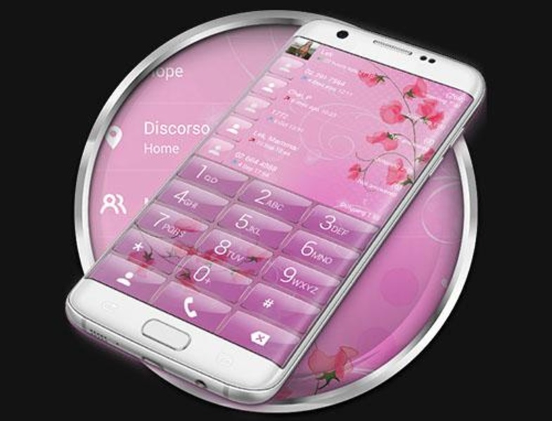 ExDialer Pink Flowers Glass theme - Preview 2