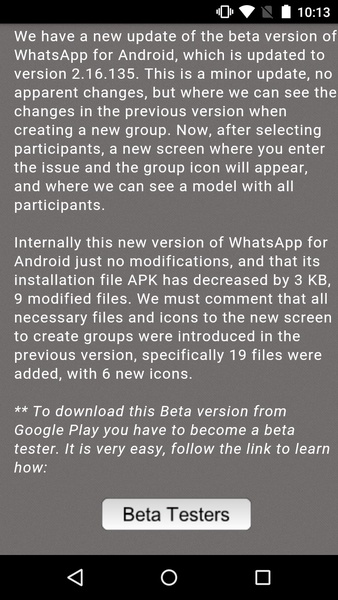 Actualizaciones para WhatsApp - Preview 5