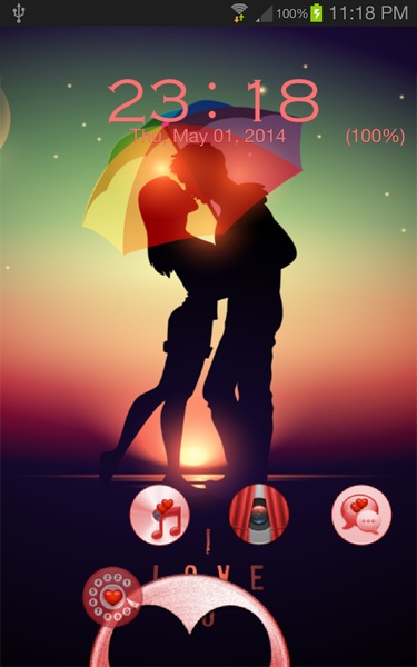 Cute Couple Kiss GO Locker Theme - Preview 3