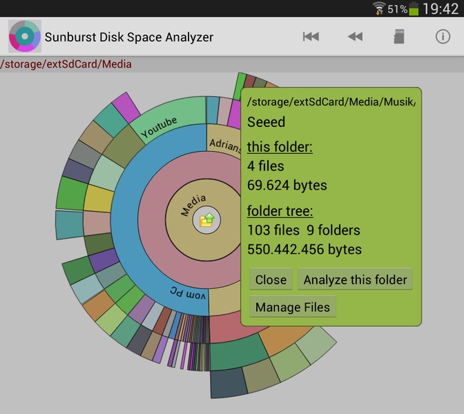Sunburst Disk Space Analyzer - Preview 1