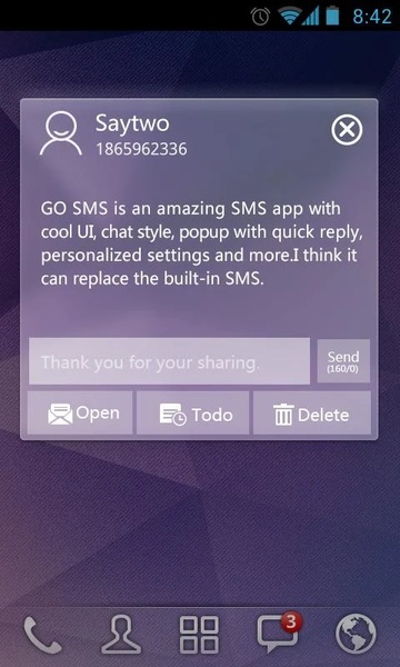 GO SMS glass Theme - Preview 1