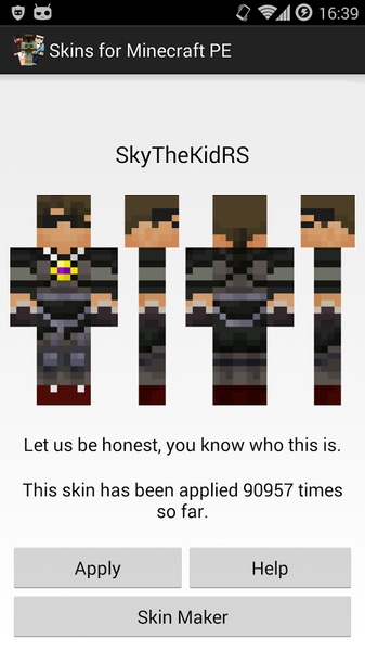 Pocket edition Minecraft Skins