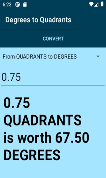 Degrees to Quadrants converter - Preview 1
