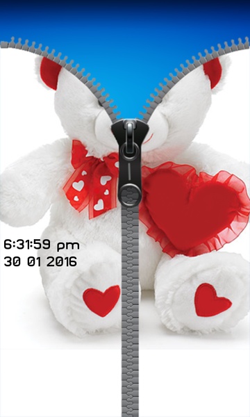Teddy Bear Zipper Lock Screen - Preview 1