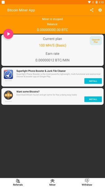 Bitcoin Miner - Earn Satoshi & Free BTC Mining - Preview 1