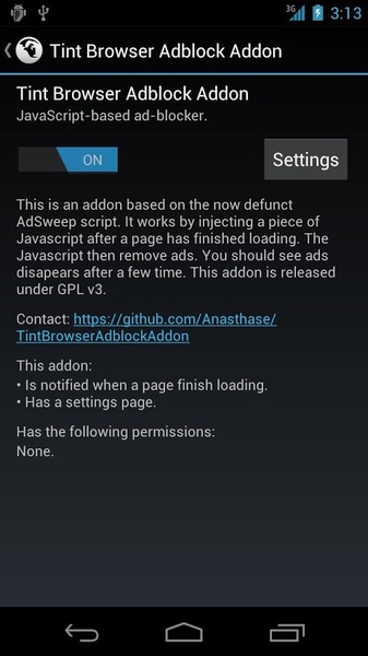 Tint Browser Adblock Addon - Preview 1
