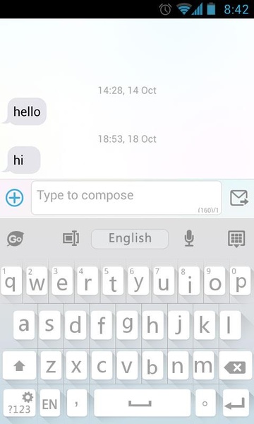 GO Keyboard Flat White Theme - Preview 5