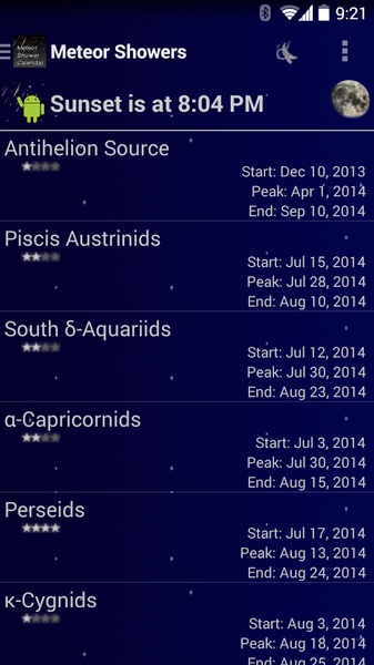 Meteor Shower Calendar - Preview 1