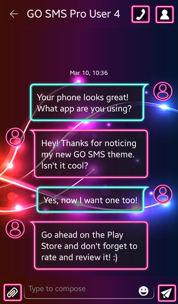 GO SMS Neon Colors Theme - Preview 4