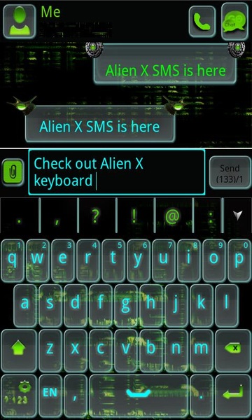GO Keyboard AlienX Theme - Preview 1