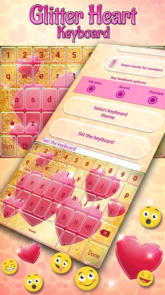 Glitter Heart Keyboard - Preview 5