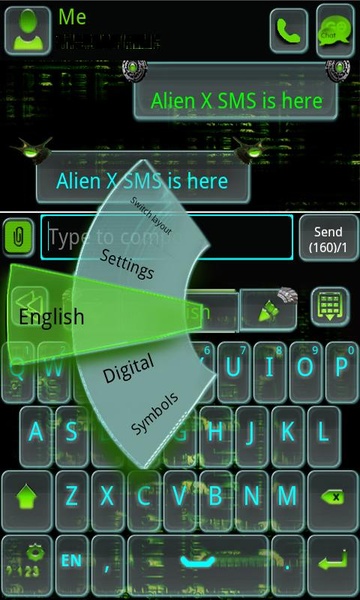 GO Keyboard AlienX Theme - Preview 2