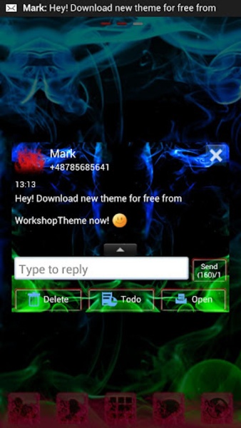 GO SMS Pro Theme green smoke - Preview 2