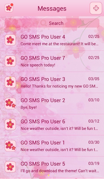 GO SMS Pink Flower Theme - Preview 5