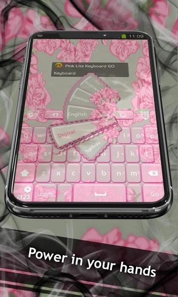 GO Keyboard Pink Flower Theme - Preview 3