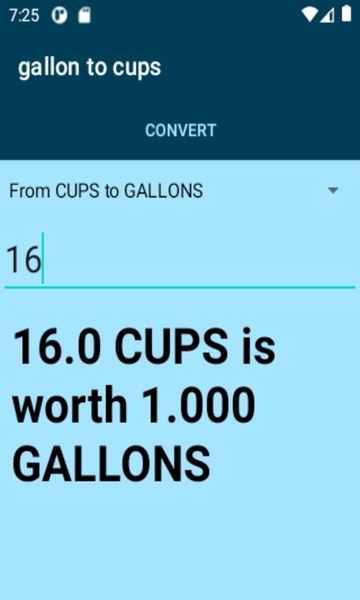 gallon to cups converter - Preview 1