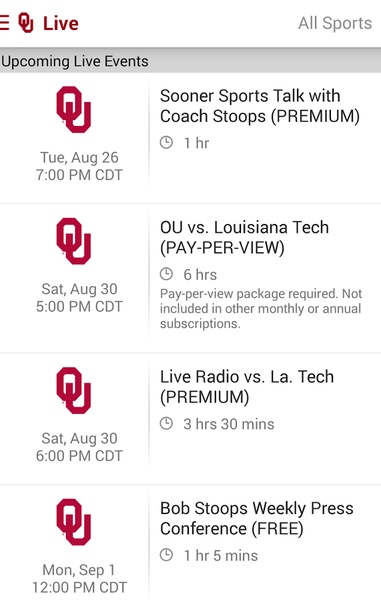 SoonerSports2Go - Preview 2