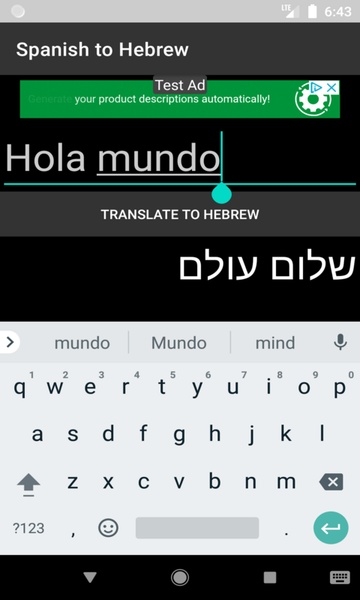 Spanish to Hebrew Translator - Preview 3