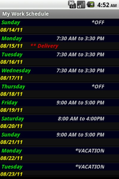 My Work Schedule - Preview 4