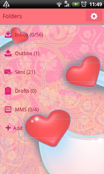GO SMS Hearts Theme - Preview 1