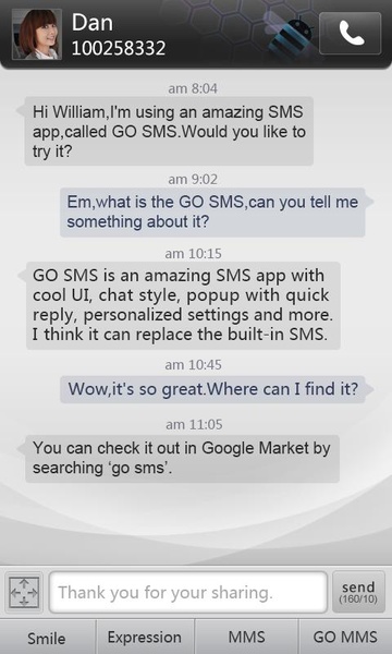 GO SMS Pro Dark Theme - Preview 4