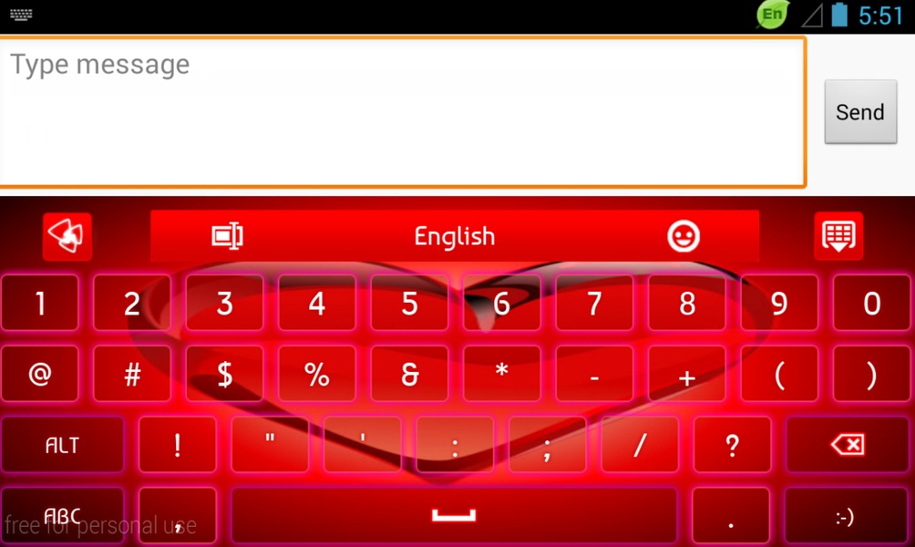 GO Keyboard Red Heart Theme - Preview 2