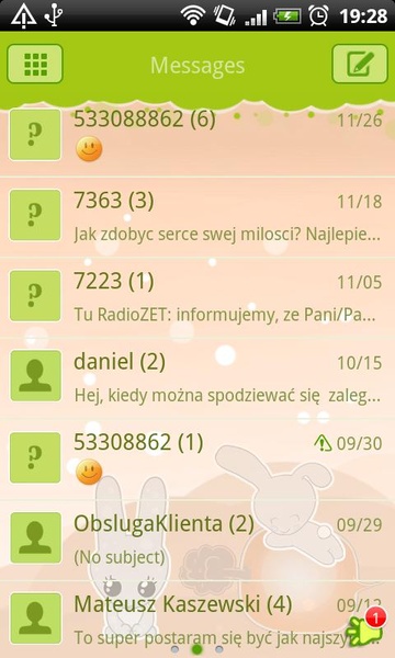GO SMS Sweet Bunny Theme - Preview 4