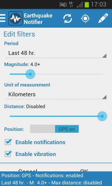 Earthquake Notifier - Preview 3