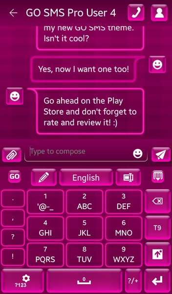 GO Keyboard Hot Pink Theme - Preview 3