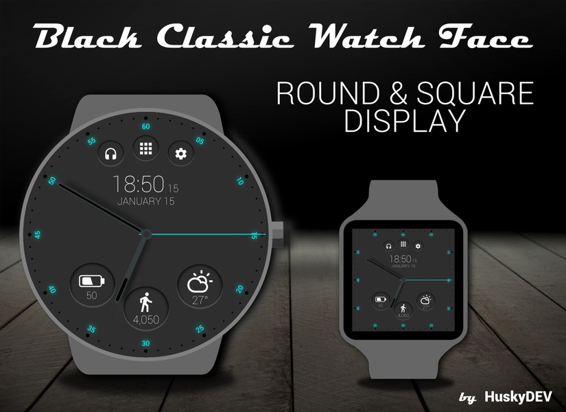 HuskyDEV Black Classic Watch Face - Preview 3