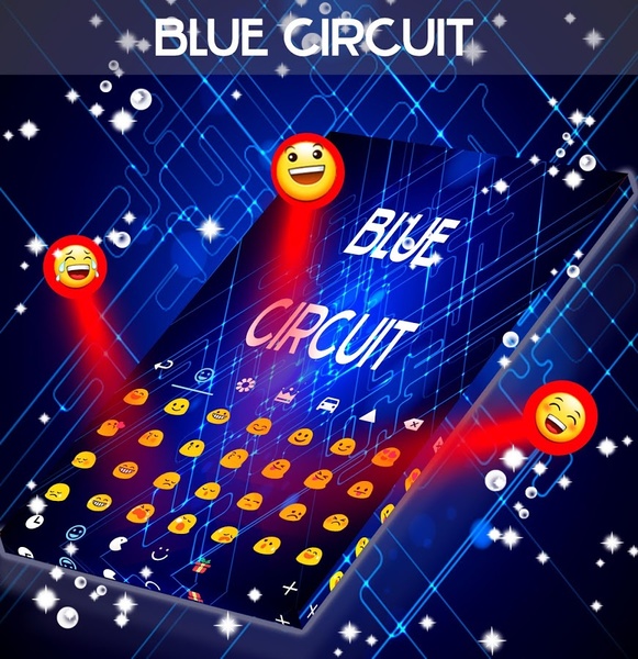 Blue Circuit GO Keyboard Theme - Preview 7