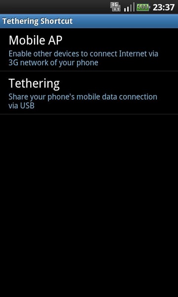 Tethering Shortcut - Preview 3