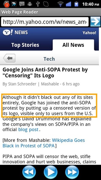 Web Page Reader - Preview 2