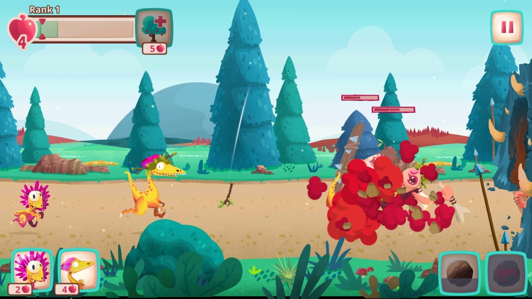 jogo de dinossauros, proteger os ovos contra os homens das cavernas, dino  bash, joguinho de dinossau 