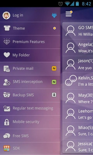 GO SMS glass Theme - Preview 3