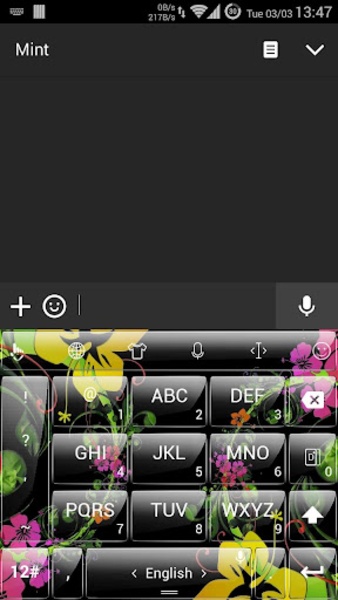 Theme x TouchPal Glass Black Flowers - Preview 2