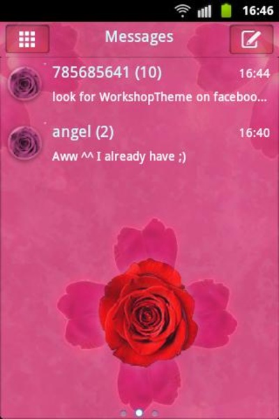 GO SMS Theme Pink Rose Cute - Preview 4