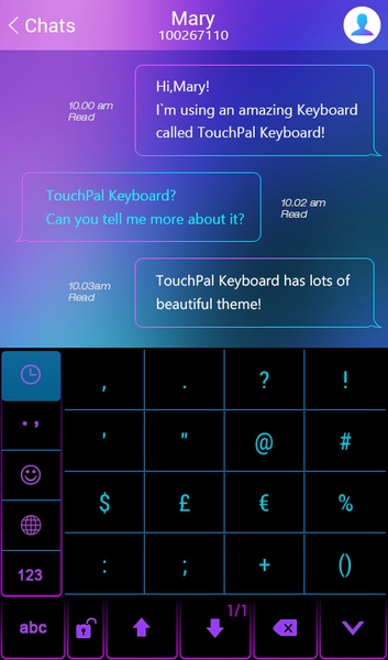 NeonLight TouchPal Theme - Preview 3