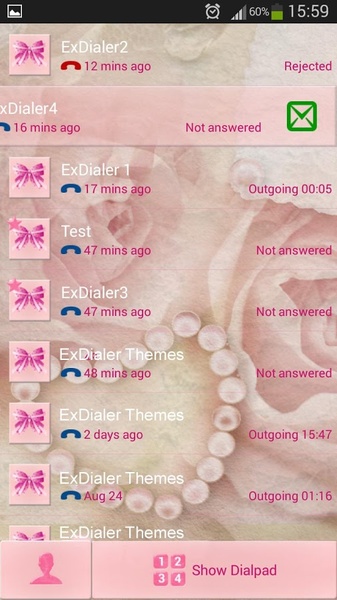 exDialer Pink Bow Theme - Preview 4