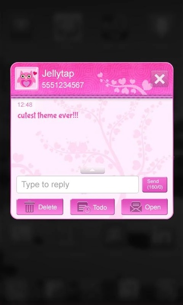 Love Owls Pink GO SMS - Preview 2